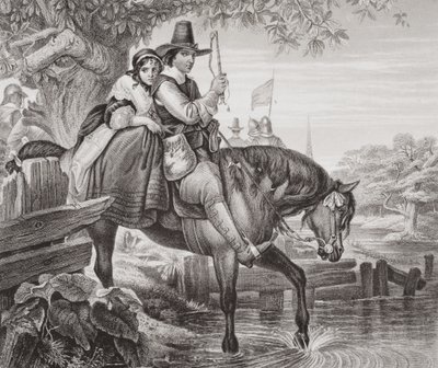 Karl II. (1630-85) in Verkleidung, unterstützt bei seiner Flucht von Jane Lane nach der Niederlage in der Schlacht von Worcester 1651, aus 